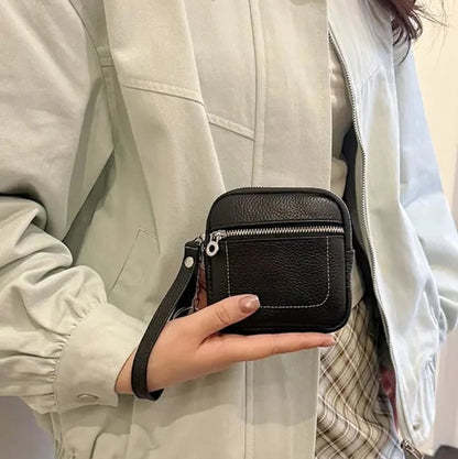 Square Leather Mini Card Wallet Coin Purse