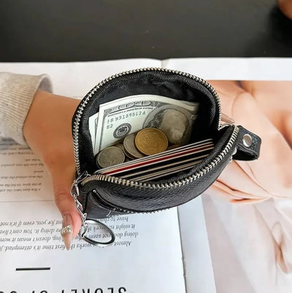 Square Leather Mini Card Wallet Coin Purse
